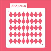 Estêncil Diananicy Nº 423 - Stencil Textura Losango para Artesanato e Decoração