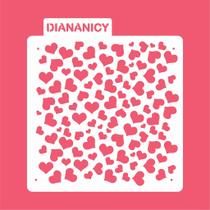Estêncil Diananicy Nº 445 - Stencil para Decoração de Corações