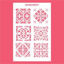 Estêncil Diananicy Nº 457 - Stencil para 6 Azulejos