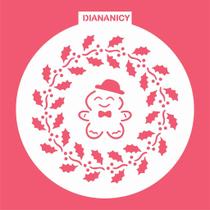 Estêncil Diananicy Nº 482 - Stencil Gingerbread Redondo para Decoração de Bolos e Doces Estêncil Diananicy Nº 482 - Stencil Gingerbread Redondo para Decoração de Bolos e Doces