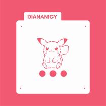 Estêncil Diananicy Nº 491 - Stencil Pokemon Pikachu para Decoração de Bolos e Doces