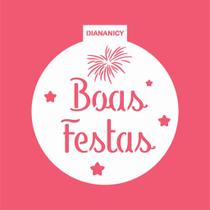 Estêncil Diananicy Nº 499 - Stencil Boas Festas Redondo para Confeitaria Estêncil Diananicy Nº 499 - Stencil Boas Festas Redondo para Confeitaria