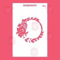Estêncil Diananicy Nº 50 - Stencil Círculo Floral para Decoração de Bolos e Doces