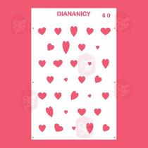 Estêncil Diananicy Nº 60 - Stencil para Decoração de Corações