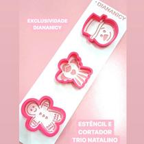 Estêncil Diananicy Nº 64 e Cortador Trio Natalino - D240116.1 - D240154.2 - D240248 - Decoração para Bolos e Doces