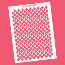 Estêncil Diananicy Nº 75 - Stencil Escamas para Decoração de Bolos e Doces