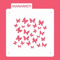 Estêncil Diananicy Nº 90 - Stencil para Decoração de Bolos e Doces com Borboletas