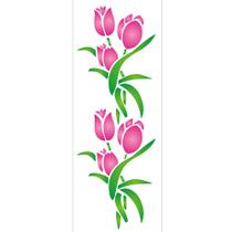 Estencil Opa Flores Tulipas 972 10x30cm Estencil Opa Flores Tulipas 972 10x30cm