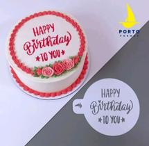 Estêncil Topo De Bolo 15cm (happy Birthday) 350 Porto Formas