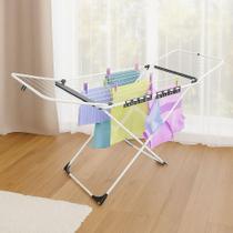 Estendal De Roupas Varal De Chão Com Abas Big Em Aço Dobrável Em Aço Com Seca Meias e Rodinhas Secalux Estendal De Roupas Varal De Chão Com Abas Big Em Aço Dobrável Em Aço Com Seca Meias e Rodinhas Secalux