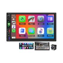 Estéreo De Carro 2 Din De 7 Polegadas Com Câmera De Ré LED De 12 Lâmpadas, Tela Sensível Ao Toque