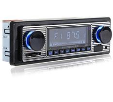 Estéreo de carro Bluetooth clássico FYPLAY, receptor de rádio FM, chamada de mãos livres, microfone embutido, porta USB/SD/AUX, Suporte MP3/WMA/WAV, Dual Knob Audio Car Multimedia Player, Controle Remoto