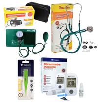 Esteto medidor de pressão termômetro completo cor verde