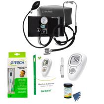 Esteto medidor de pressão termômetro e glicossímetro preto