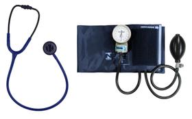 Estetoscópio Bic Azul Black + Esfigmomanômetro P.a Med