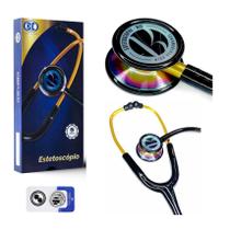 Estetoscópio Bic Eternity Duplo Ad e Inf. Gold Black Rainbow Original
