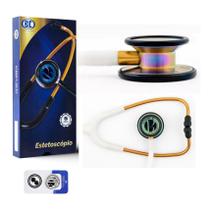 Estetoscópio Bic Eternity Duplo Ad e Inf. Gold Branco Rainbow Original