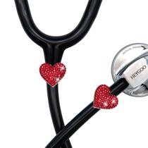 Estetoscópio Charms HEYGOO Spark Bling Love Heart, pacote com 2 pingentes vermelhos