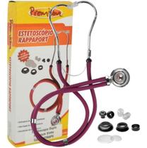 Estetoscópio Rappaport Profissional Adulto e Infantil Premium cor Vinho Tubo Duplo