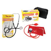 Estetoscópio simples e esfigmomanômetro Preto Premium