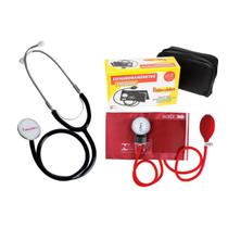 Estetoscópio simples e esfigmomanômetro VERMELHO Premium Estetoscópio simples e esfigmomanômetro VERMELHO Premium