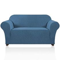 Esticado Sofá Slipcover 1 Peça Cobertura de Sofá para 2 Almofada Sofá Protetor/Sofá de Capa com Fundo Elástico Protetor de Estimação Macio e Durável Cobertura de Sofá (Loveseat, Azul Empoeirado)