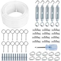 Esticadores para cabos, fio de 3 mm x 30 mm, cabide revestido de PVC branco Esticadores para cabos, fio de 3 mm x 30 mm, cabide revestido de PVC branco