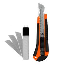 Estilete C/ Refil De Lâminas 18mm 3pcs C/ Trava Na Lâmina