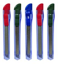Estilete Colorido Lâmina Fina Cis 120bp Kit 5