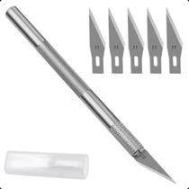 Estilete De Precisão Bisturi Alumínio C/6 Laminas