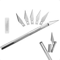 Estilete De Precisão Bisturi Artesanato 5 Lâminas