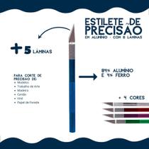 Estilete De Precisão em Alumínio Azul - Com 6 Lâminas - Kaftor Estilete De Precisão em Alumínio Azul - Com 6 Lâminas - Kaftor