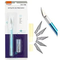 Estilete de Precisão Profissional c/ 5 Lâminas Bisturi - BRW