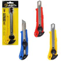 Estilete lamina larga 18mm de plastico com trilho de metal 16cm na cartela - CASCAVEL