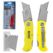 estilete lamina larga dobravel 15mm de plastico colors + refil com 5 laminas berg - WESTERN estilete lamina larga dobravel 15mm de plastico colors + refil com 5 laminas berg - WESTERN