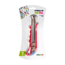 Estilete Largo de Metal 18mm - LeoArte - Profissional e Hobby - Para Papel, Papelão, Tecidos e Mais
