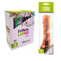 Estilete Largo de Plástico Lâmina 18mm Com Trava Caixa 12 Unidades Leo e Leo