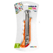 Estilete largo em metal lamina 18mm cores - leonora