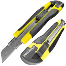 Estilete Largo Profissional 18 Mm Cabo Emborrachado Preto Com Trava de Segurança