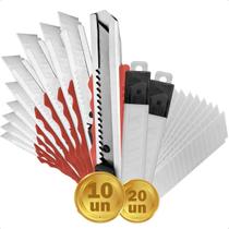 Estilete Largo Profissional 18mm 10 Unidades Com 20 Lâminas 0,5mm Para Estilete