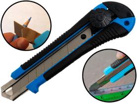 Estilete Multiuso Profissional Cabo Emborrachado Com 1 Lâmina Aço 18mm Com Trava De Segurança Estilete Multiuso Profissional Cabo Emborrachado Com 1 Lâmina Aço 18mm Com Trava De Segurança