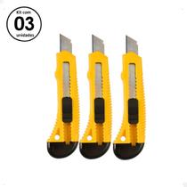 Estilete Multiuso Profissional Retrátil Com Trava Kit Com 3