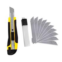 Estilete Profissional 18mm Ergonômico Com Trava + 10 Lâminas