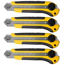 Estilete Profissional 25Mm Com Trava Giratória E Lâmina 4 Un