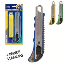 Estilete Profissional com 5 Lâminas de Brinde Extra Cores