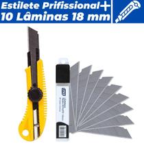 Estilete Profissional Com Trava Giratória + 10 Lâminas 18mm