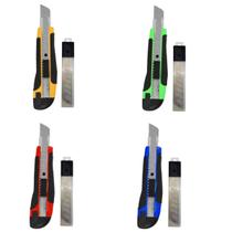 Estilete Profissional Emborrachado Com Trava 4 Laminas 18mm