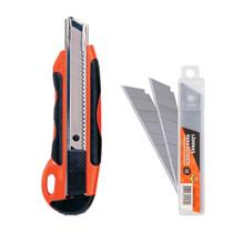 Estilete Profissional Largo 18mm Resistente Emborrachado + Refil Lamina Multiuso Ideal Cortar Papel Tecido Papelão Vinil