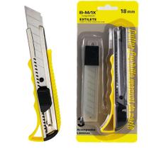 Estilete Profissional Metal 18mm Com Trava + 03 Laminas Extras