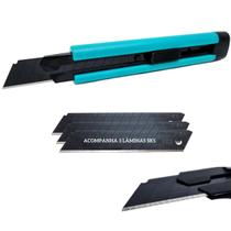 Estilete Profissional Retrátil 18mm SK5 Reforçado Trava Automática Deslizante Emborrachado Trinchante Eletricista Artesanato Industrial